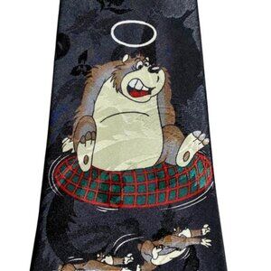 Dino Romaro Men's Silk Tie Honest Bear Novelty‎ Black Halographic Korea Handmade